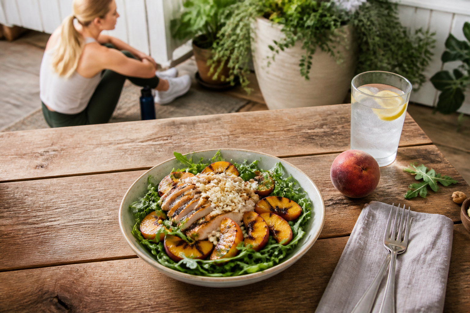Grilled Peach, Chicken & Arugula Salad — August Performance Fuel